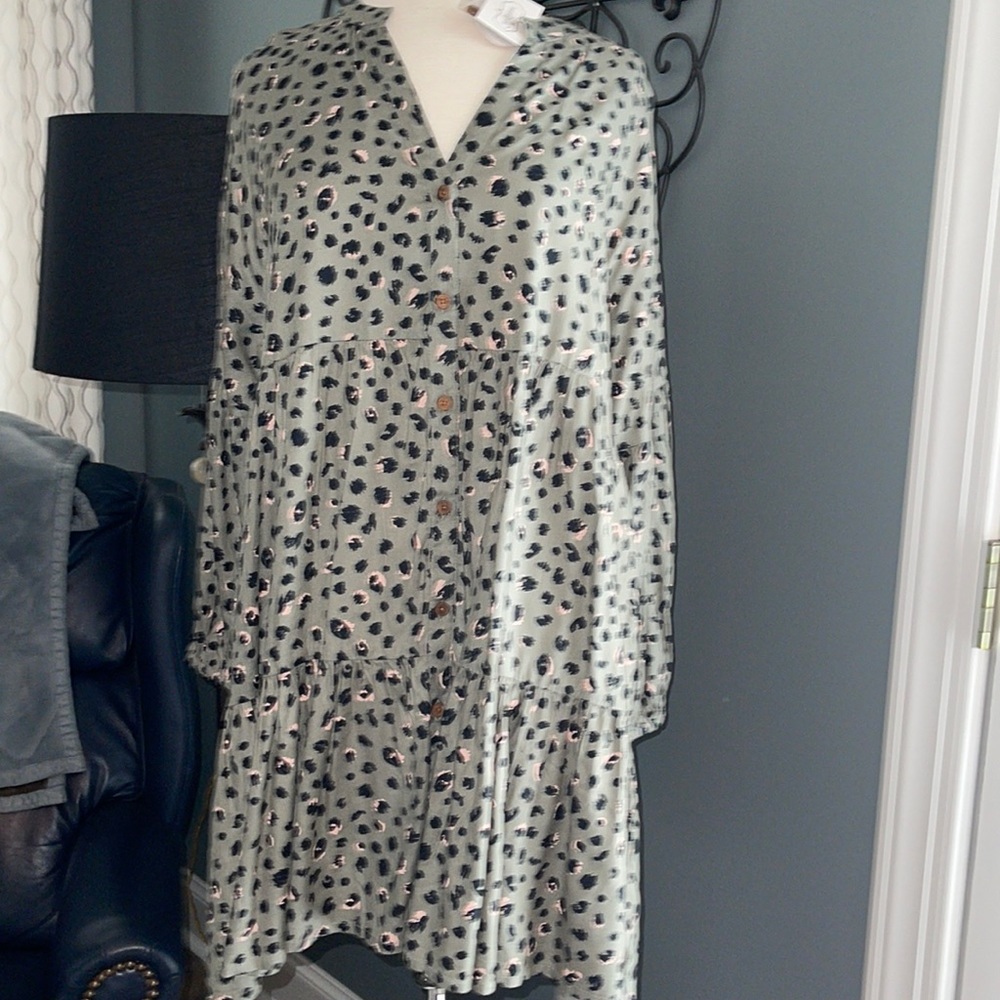 Mudpie Sage Animal Print Dress